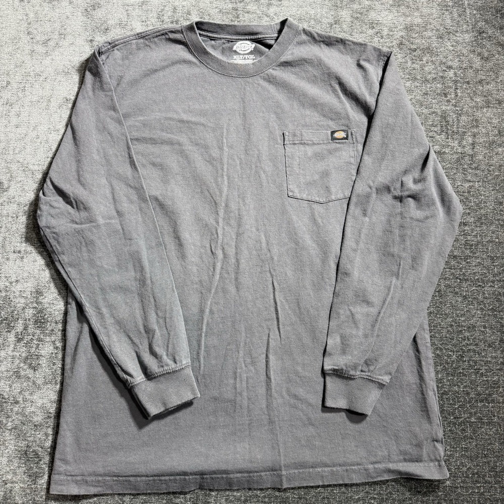 Dickies Long Sleeve Pocket Gray T-Shirt‎ Men's Size XLT Thick Workwear